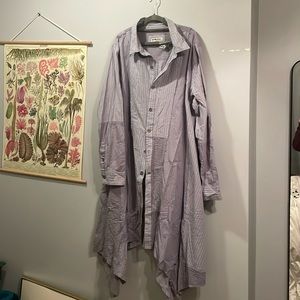 We the free long sleeved button down mixed textile dress